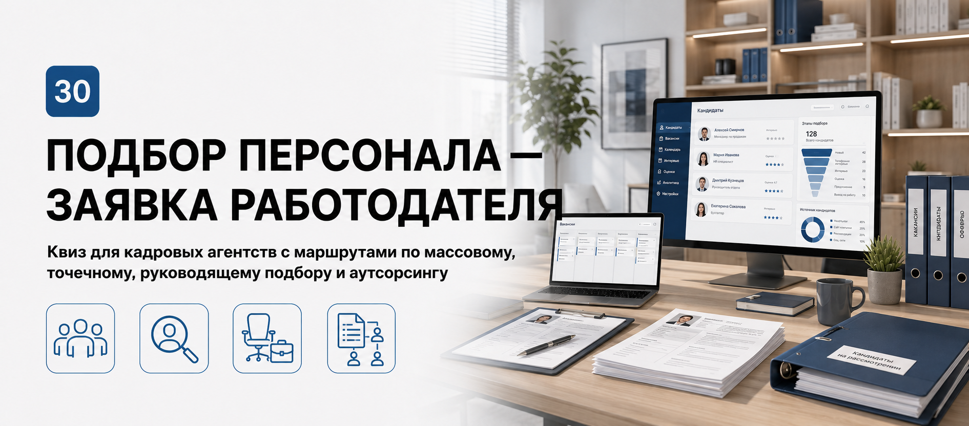 Шаблон квиза «Подбор персонала — заявка работодателя» в конструкторе Quizi.by